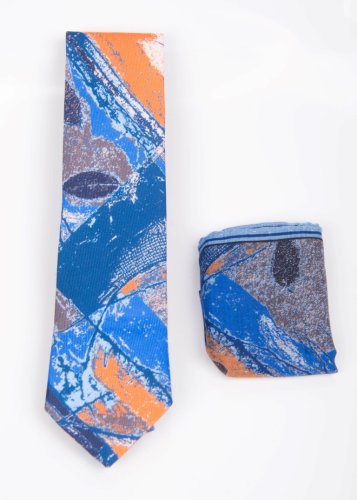 Cravata multicolora cu batista - CV154