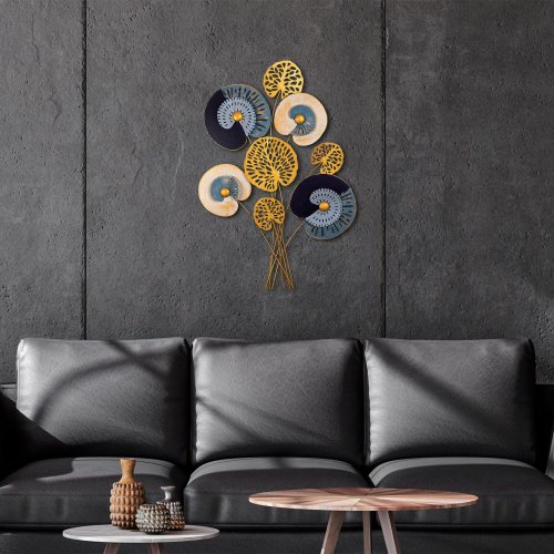Decoratiune de perete Metal Grape Vine, Multicolor, 100x1x68 cm