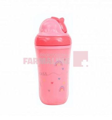 Baby Nova 34114 Pahar roz izotermic cu pai 6+ luni 250 ml