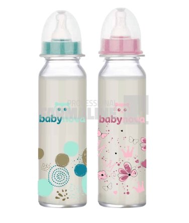 Baby Nova 43706 Biberon sticla decor gat standard 0-24 luni 240 ml