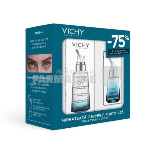 Vichy Mineral 89 Pachet Gel Booster 50 ml + Eyes Gel contur ochi 15 ml 1+1 - 70% din al II lea
