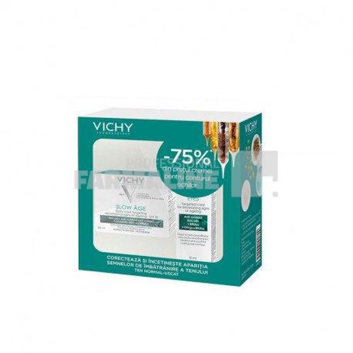 Vichy Pachet Slow Age Crema de ingrijire zilnica 50 ml + Crema contur ochi 15 ml 75% din al II-lea