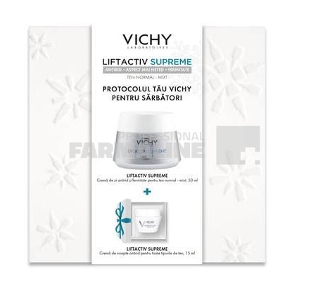 Vichy Xmas 2022 Pachet Liftactiv Supreme crema de zi antirid si ferminatate Ten normal - mixt 50 ml + Crema noape pentru toate tipurile de ten 15 ml