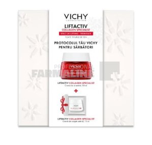 Vichy Xmas Pachet Liftactiv Collagen Specialist crema de zi antirid toate tipurile de ten 50 ml + Crema de noapte antirid 15 ml