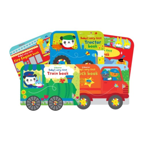Pachet 5 carti senzoriale Baby’s very first - Trucks: Train book, Truck book, Tractor book, Fire engine book și Bus book