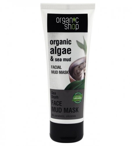 Masca de fata organica cu namol marin si extract de alge pentru micsorarea porilor Organic Shop Mud Mask Sea Depth, 75 ml