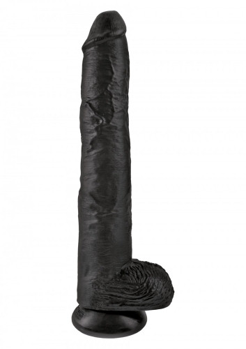 King Cock Penis cu Testicule 35 cm - culoare Negru