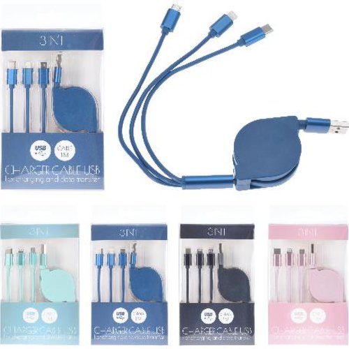 Cablu 3 in 1 retractabil - USB Charging cable