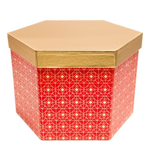 Cutie cadou hexagonala 22x15 cm capac auriu Rouge