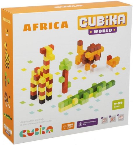 Jucarie lemn Cubika - Set de Constructii World Africa
