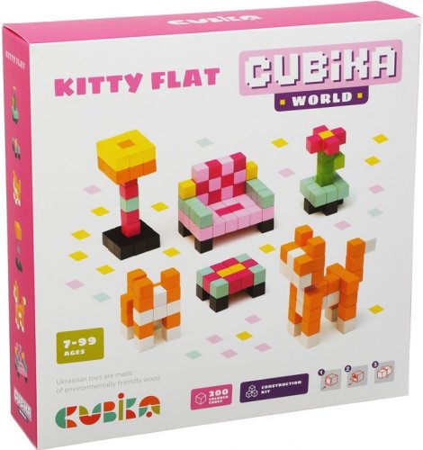 Jucarie lemn Cubika - Set de Constructii World Kitty Flat