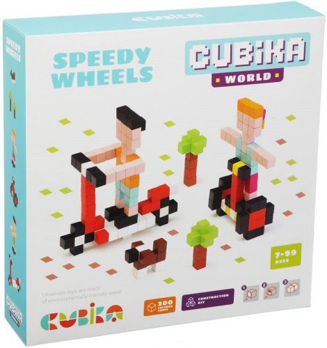 Jucarie lemn Cubika - Set de Constructii World Speedy Wheels