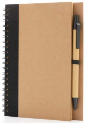 Set carnet si pix - Kraft spiral notebook with pen black