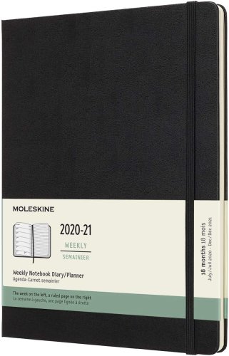 Agenda 2020-2021 - Moleskine 18-Month Weekly Notebook Planner - Black, X-Large, Hard Cover | Moleskine