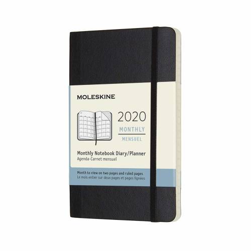 Agenda 2020 - Moleskine 12-Month Monthly Notebook Planner - Black, Pocket, Soft cover | Moleskine