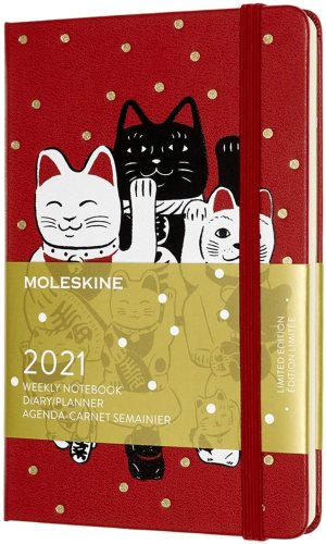 Agenda 2021 - Moleskine 12-Month Weekly Notebook Planner - Maneki-Neko - Red, Hardcover Pocket | Moleskine