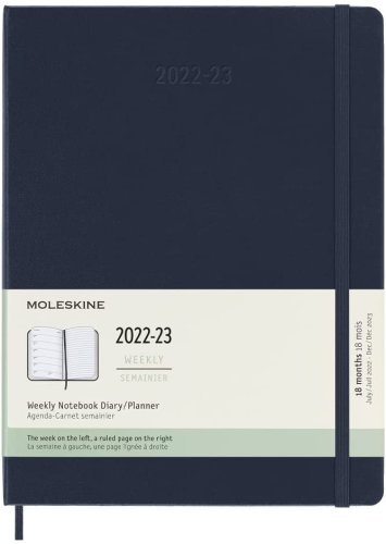 Agenda 2022-2023 - 18-Month Weekly Planner - XL, Hard Cover - Sapphire Blue | Moleskine