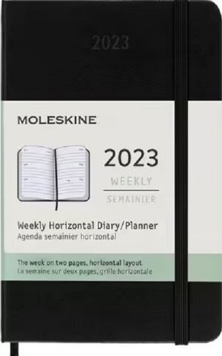 Agenda Moleskine 2023 - 12M, Weekly Horizontal Diary/ Planner, Pocket, Hardcover - Black | Moleskine