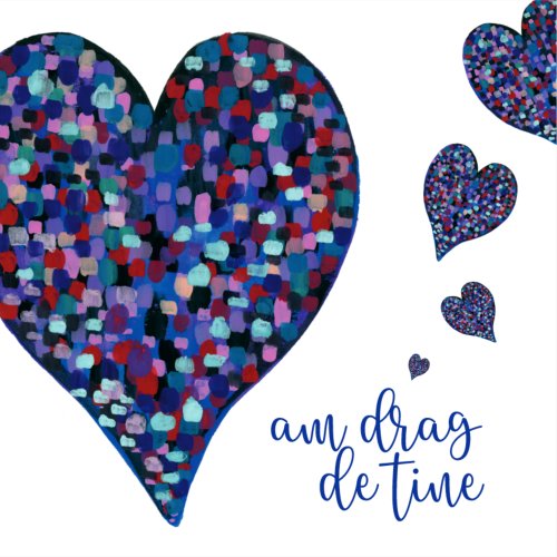 Felicitare - love - inima albastra: drag de tine | ana-maria galeteanu ilustrator