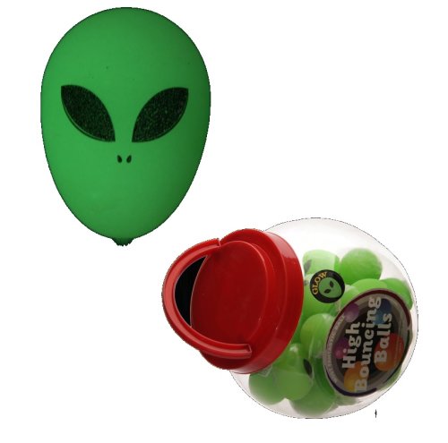 Figurina extraterestru fosforescenta din cauciuc - Rubber Glow in the Dark Bouncy Alien Head | 
