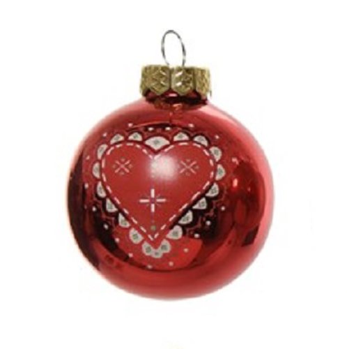 Glob decorativ - Bauble Glass Christmas Red - Heart - Rosu / Inima | Kaemingk