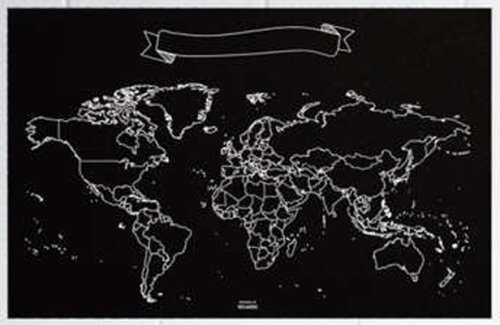 Harta XL - Woody Map Chalkboard Wereld | Miss Wood