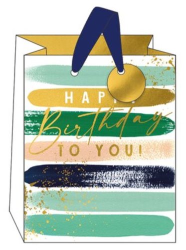 Punga de cadou - Medium - Happy Birthday Stripes | The Art File