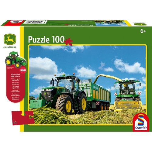 Puzzle 100 piese - John Deere - Tractor 7310R and 8600i Forage Harvester | Schmidt