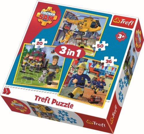 Puzzle 3 in 1, Pompierul Sam | Trefl