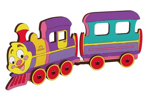 Puzzle 3D de colorat - Locomotiva | Ugears