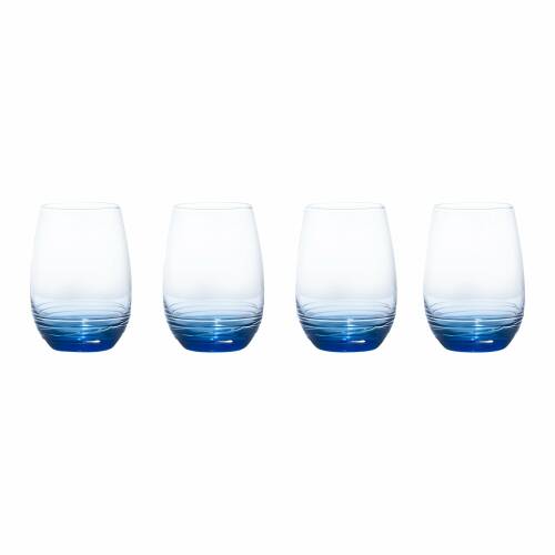 Set 4 pahare pentru vin - Mikasa- Swirl Cobalt Stemless Wine Glass 16.5OZ | Creative Tops