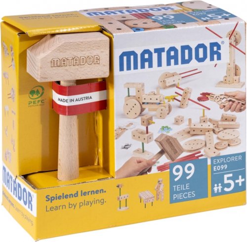 Set cuburi de constructie din lemn - Explorer 99 piese | Matador