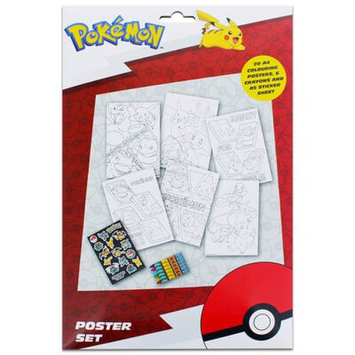 Set postere de colorat si creioane - Pokemon A4 Poster Colouring Set | Blueprint Collections