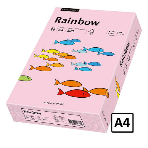 Hartie a4 rainbow, 80 g/mp, 500 coli/top, roz pastel