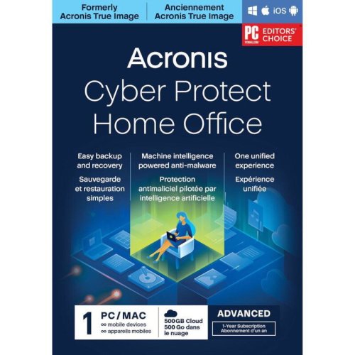 Acronis ACRONIS Cyber Protect Home Office Advanced, 1 An, 3 PC, 500GB stocare Cloud, ESD