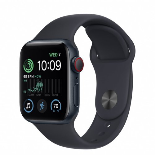 Apple Apple Watch SE 2 (2022), GPS, Cellular, Carcasa Midnight Aluminium 40mm, Midnight Sport Band