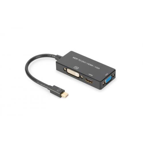 Assmann Adaptor ASSMANN 3in1, Mini DisplayPort Male - HDMI + DVI + VGA Female, Black