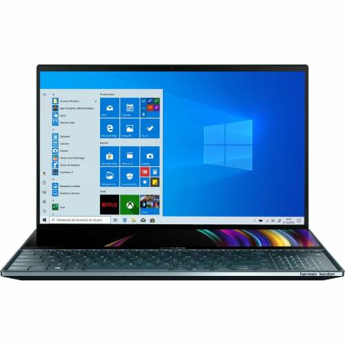 Asus Ultrabook 15.6 ZenBook Pro Duo UX581GV, UHD Touch, Procesor Intel Core i7-9750H (12M Cache, up to 4.50 GHz), 32GB DDR4, 1TB SSD, GeForce RTX 2060 6GB, Win 10 Pro, Celestial Blue