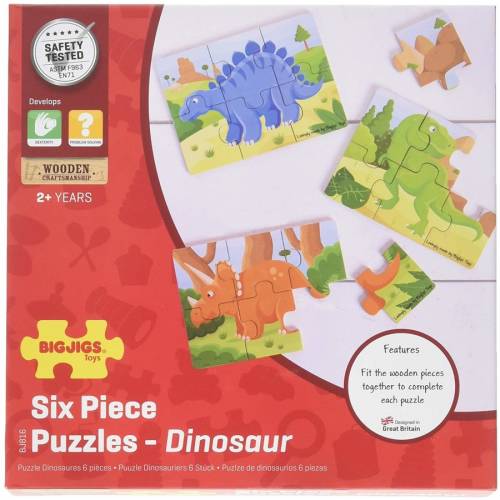 BigJigs Set 3 puzzle din lemn - Dinozauri