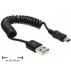 Delock Delock cable USB 2.0 AM-BM Mini coiled cable 20-60cm