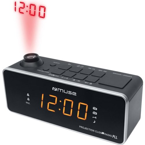 MUSE Radio cu ceas MUSE M-188 P, portabil, cu proiectie ajustabila, Dual Alarm, LED, AUX-in, Negru