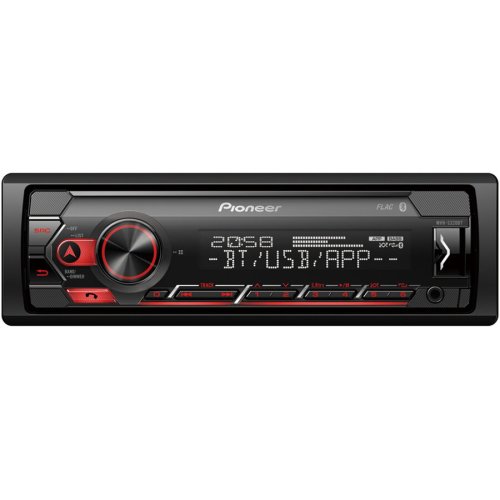 Pioneer Radio MP3 auto Pioneer MVH-S320BT, 1DIN, Bluetooth, Spotify, 4x50W, USB, compatibil cu dispozitive Android, taste Rosu, display Alb