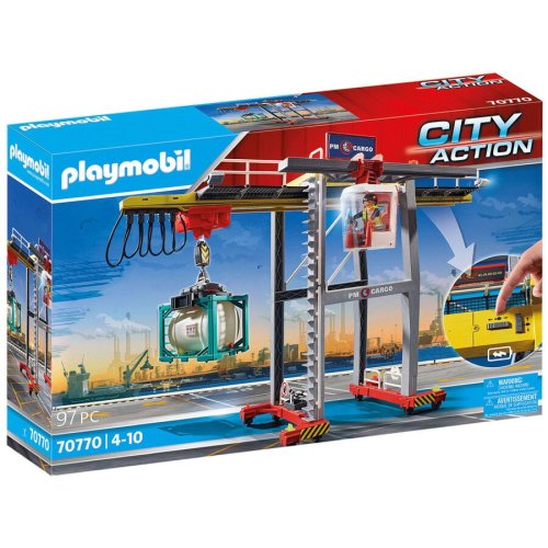 PLAYMOBIL Playmobil City Action - Macara de marfa cu container
