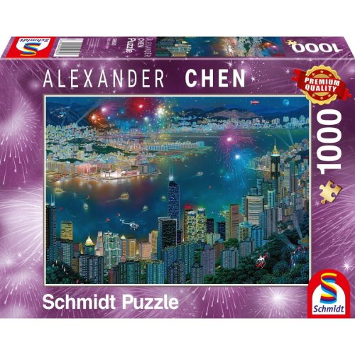 Schmidt puzzle schmidt - alexander chen: fireworks over hong kong, 1000 piese