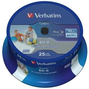 Verbatim BLANK BD-R Verbatim SL DATALIFE 6X 25GB 50PK SPINDLE WIDE PRINTABLE NO ID 43812