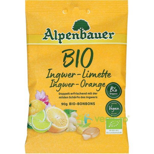 Bomboane cu Aroma de Ghimbir, Lime si Portocala Ecologice/Bio 90g