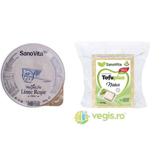 Sanovita - Pasta vegetala tartinabila din linte rosie 100g + tofu natur sterilizat 200g