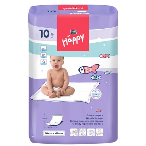 Aleze absorbante pentru copii - happy baby underpads, 90cm x60 cm, 10 buc