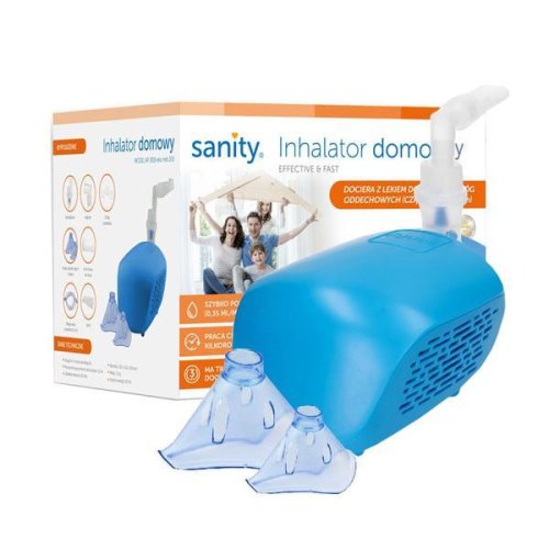 Aparat aerosoli Sanity Domowy AP 2819, nebulizator cu compresor, masca pediatrica si masca adulti, Albastru