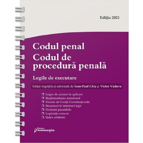Codul penal. Codul de procedura penala. Legile de executare Act.15 martie 2021, editura Hamangiu